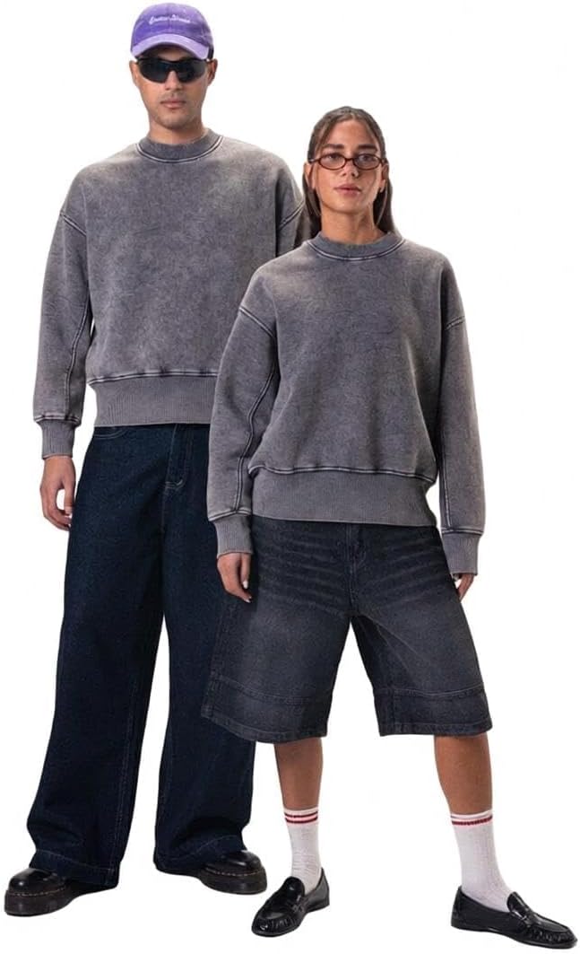 سعر ومواصفات In Your Shoe Grey Washed Boxy Crewneck (B0HM3ML2Z2) على Amazon EG