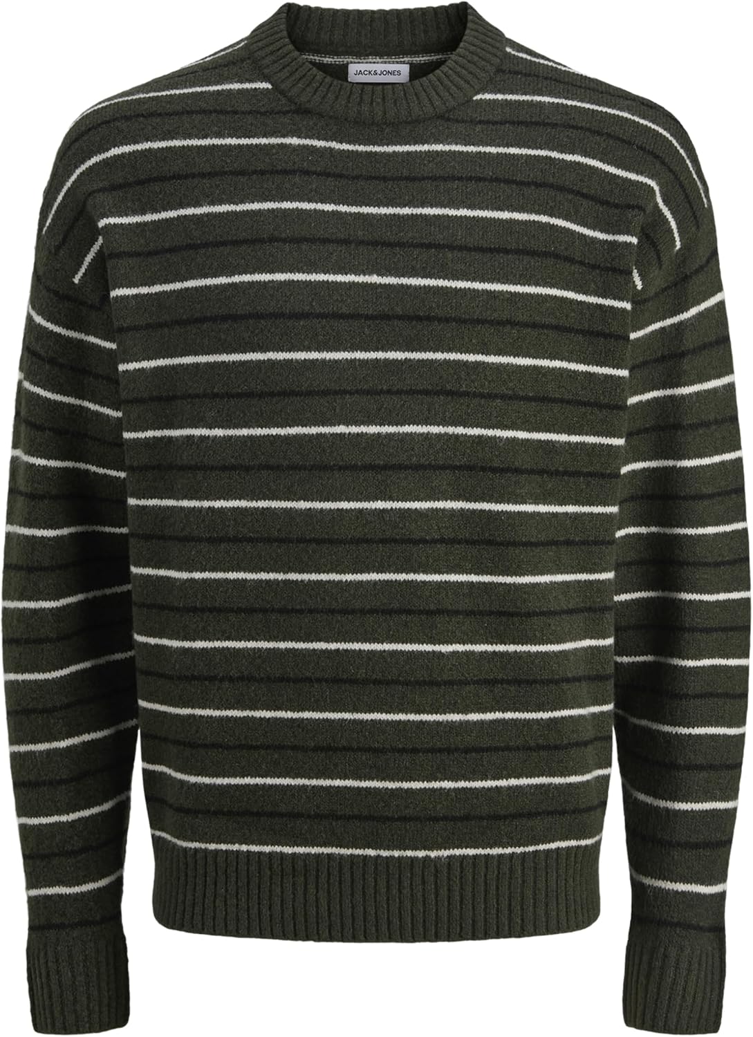 سعر ومواصفات JACK & JONES mens JJSOHO OLLIE STRIPE KNIT CREW NECK Hooded Sweatshirt (B0DN1W5LG1) على Amazon EG