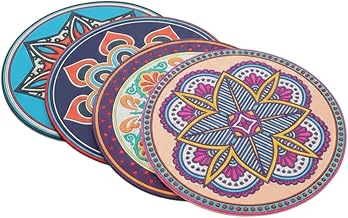 سعر ومواصفات Silicone Coaster Set of 4, Heat Resistant Andalusian Design Drink Coasters, Non Slip Table Mat for Kitchen, Decorative Cup Coasters (B0GLDZLS97) على Amazon EG