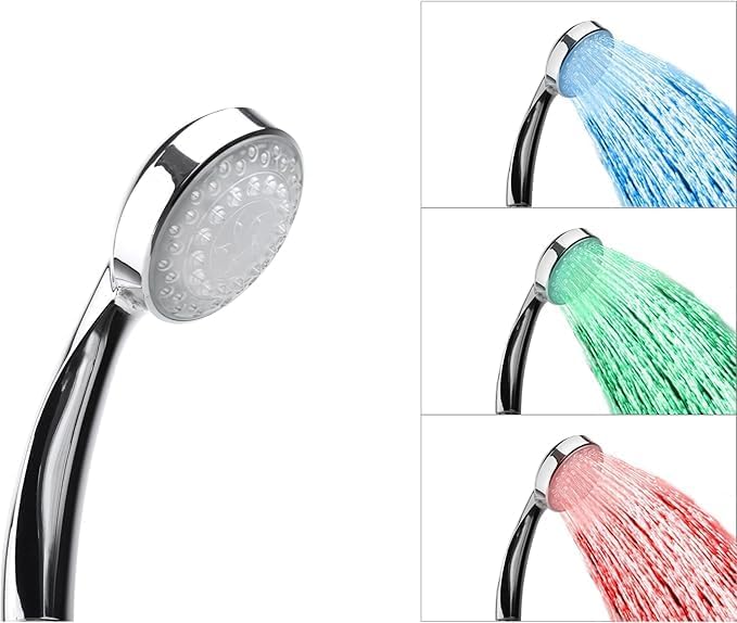 سعر ومواصفات رأس دش ليد محمول باليد يضيء على الفور بتدفق المياه بدون الحاجة إلى بطاريات أو مصادر طاقة إضافية، رأس دش بإضاءة ليد وتصميم صديق للبيئة (B0DT1JDCN2) على Amazon EG