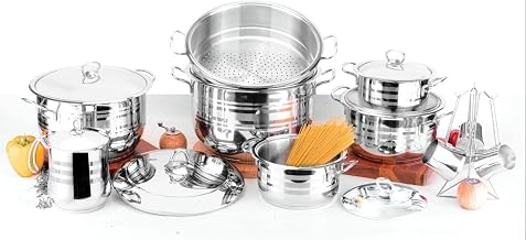 سعر ومواصفات طقم اواني مطبخ ستانلس ستيل من عبود 17 قطعة (B09P7B2VT4) على Amazon EG