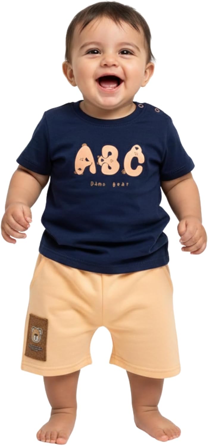 سعر ومواصفات طقم تيشرت بأكمام قصيرة وشورت مطبوع بحروف ABC للأولاد من جوكي ام ام (عبوة من قطعة واحدة) (B0GVP67K44) على Amazon EG