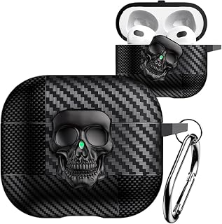 سعر ومواصفات غطاء حماية مميز من Next Store متوافق مع AirPods Pro2، كفر حماية بتصميم جمجمة معدنية بارزة ونقش كاربون فايبر، غطاء صلب مقاوم للصدمات مع علاقة مفاتيح ، ستايل فريد وجريء. (اسود) (B0F7M4GGJD) على Amazon EG